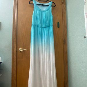 Blue and white ombre maxi dress